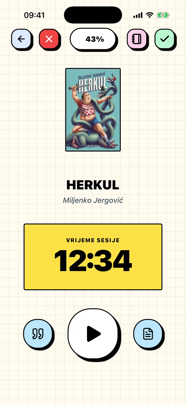 Mjerač vremena čitanja u Chugsu koji mjeri sesiju za trenutačnu knjigu