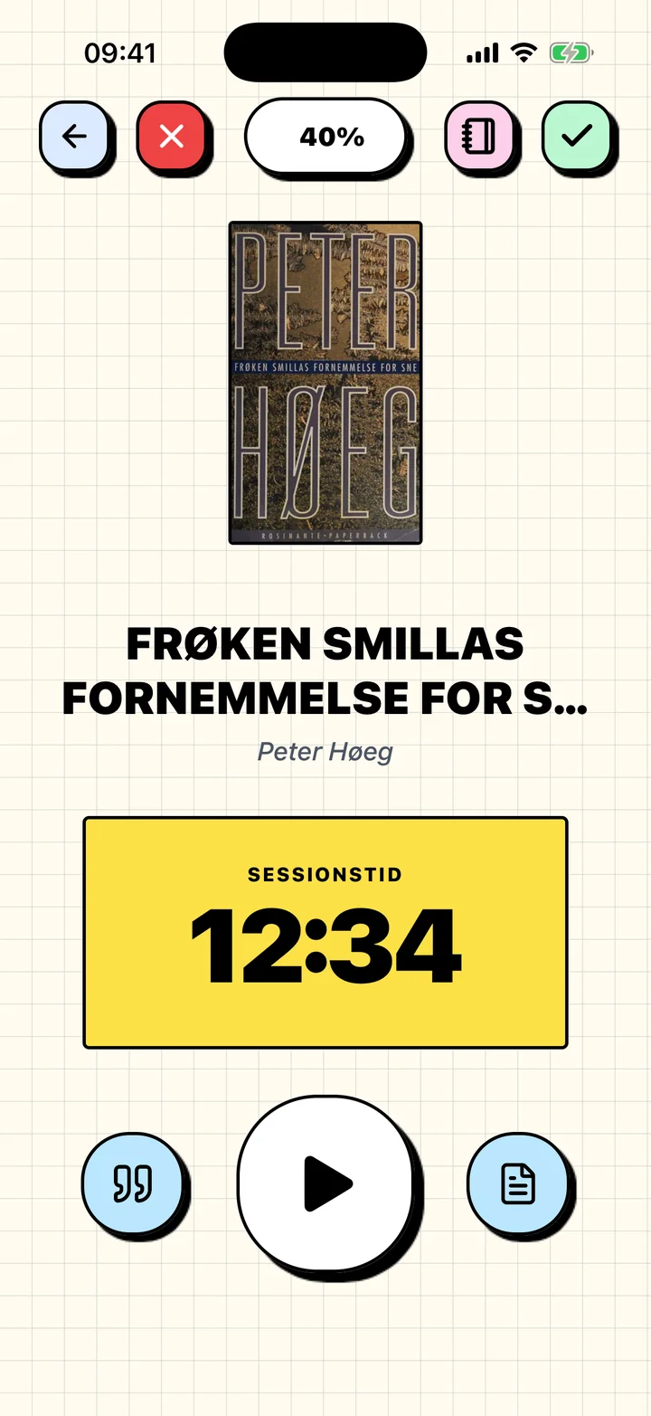 Chugs' læsetimer, der tager tid på en session for den aktuelle bog