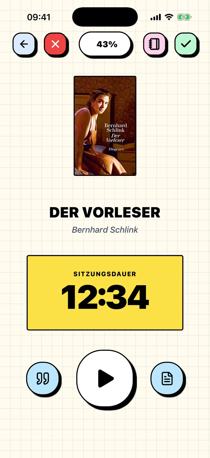 Chugs-Lesetimer, der eine Sitzung für das aktuelle Buch misst