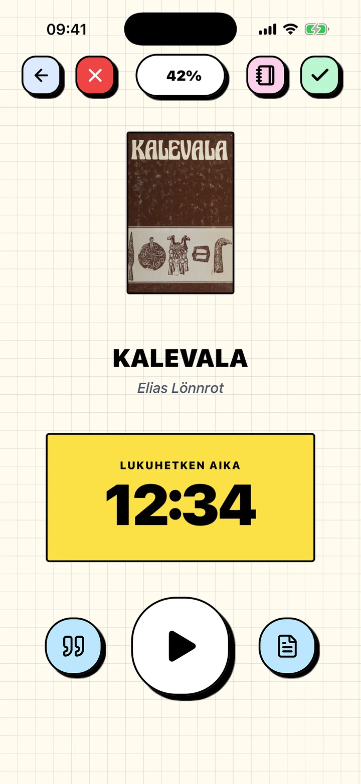 Chugsin lukuajastin ajastamassa nykyisen kirjan lukuhetkeä