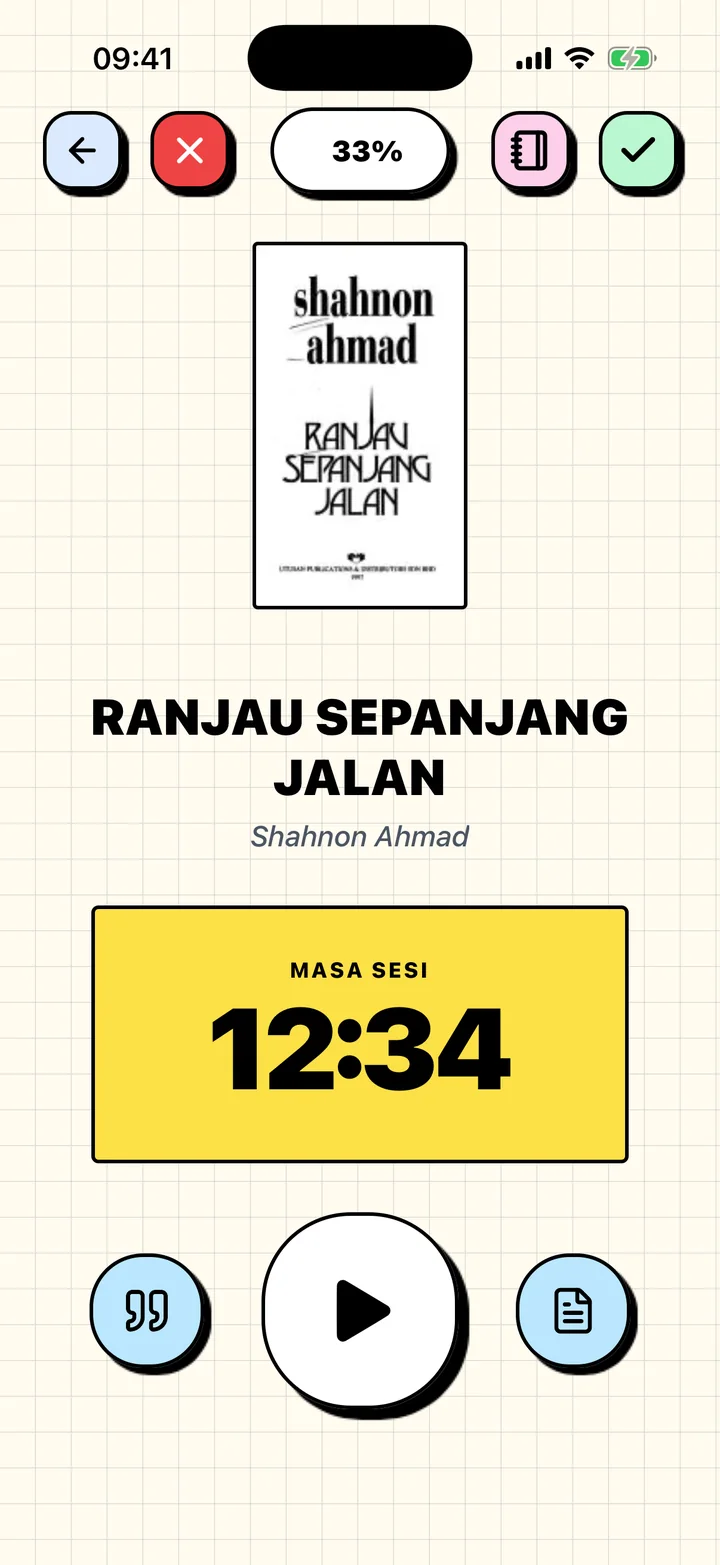 Pemasa membaca Chugs sedang mengira sesi untuk buku semasa