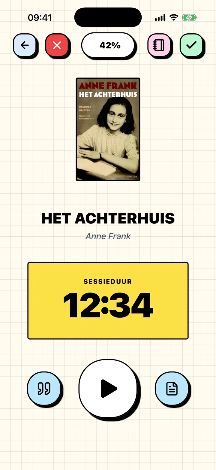 Leestimer van Chugs die een sessie voor het huidige boek bijhoudt