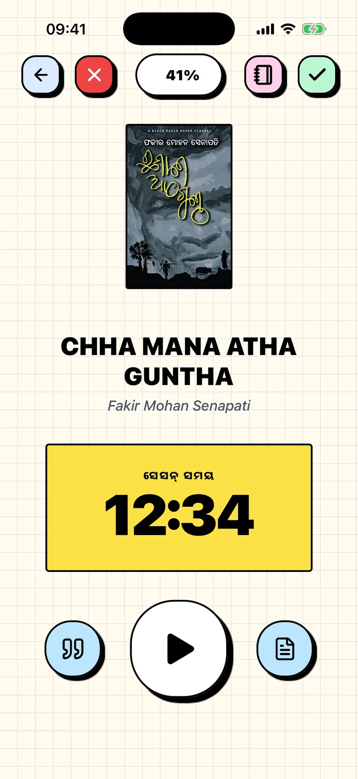 ବର୍ତ୍ତମାନର ବହି ପାଇଁ ସେସନ୍ର ସମୟ ଗଣୁଥିବା Chugsର ପଢ଼ିବା ଟାଇମର