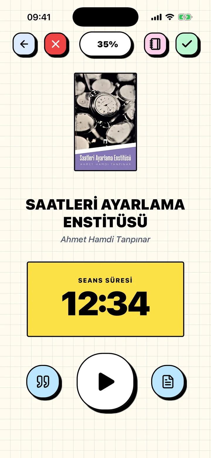 Mevcut kitap için bir oturumun süresini tutan Chugs okuma zamanlayıcısı